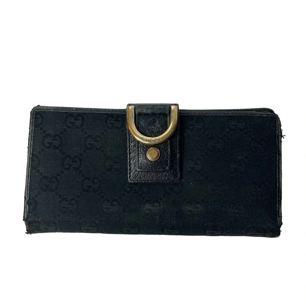 Authentic GUCCI Black Canvas & Leather Guccisima Monogram Long Carryall Wallet_3